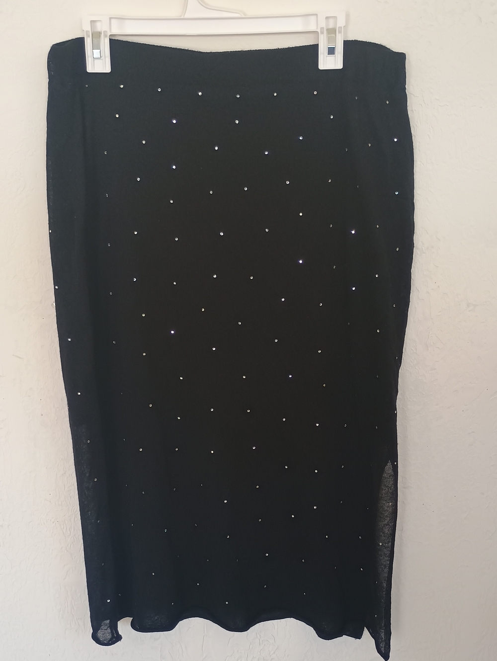 BOLD elements Black Crystal-Embellished Midi Skirt